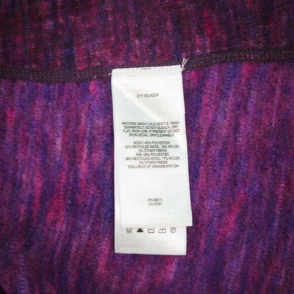 Mountain Hardwear Size Medium M Purple Long Sleeve V Neck Collared Wool Sweater - Picture 5 of 6